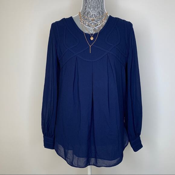 Studio M Tops - Studio M Women's Flowy Lightweight Long Sleeve Blouse in Navy Blue Size XS